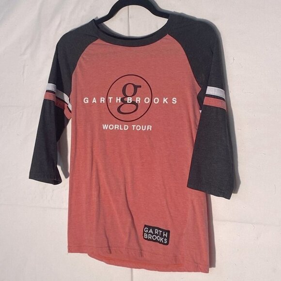 5/$25 GARTH Brooks World Tour Pink Charcoal Grey 3/4 Sleeve Henley T Shirt - Picture 12 of 12